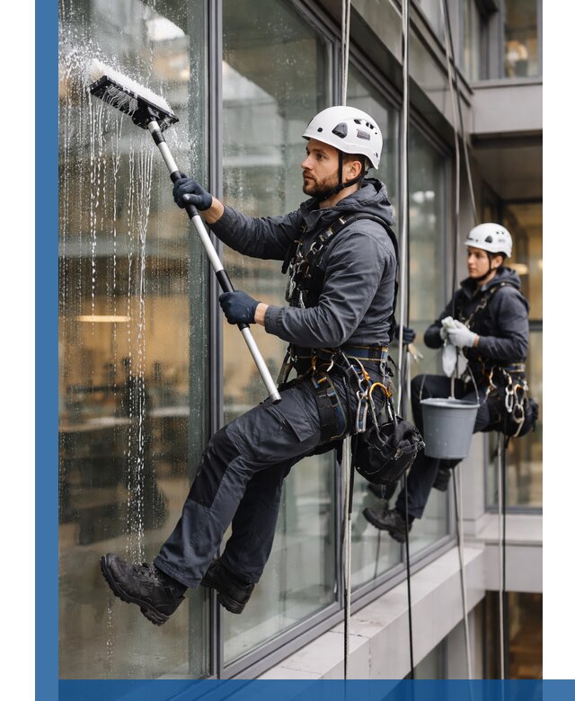 Профессиональная мойка витражей промышленными альпинистами в Кулебаках