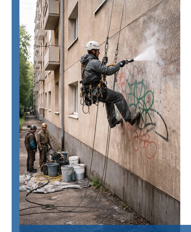 Удаление граффити с фасада в Кулебаках без следов и повреждений