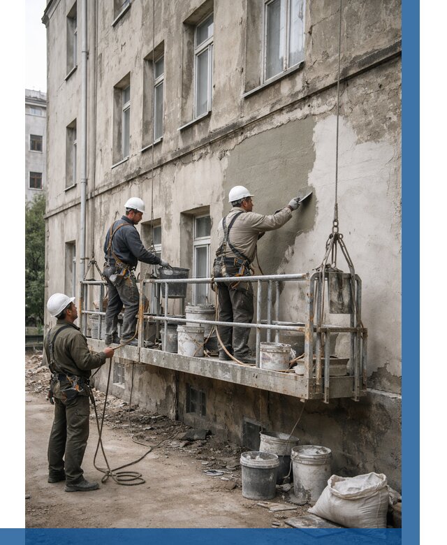 Капитальный ремонт фасада в Кулебаках от 4329 р. | ВЫСОТНИК-Клб