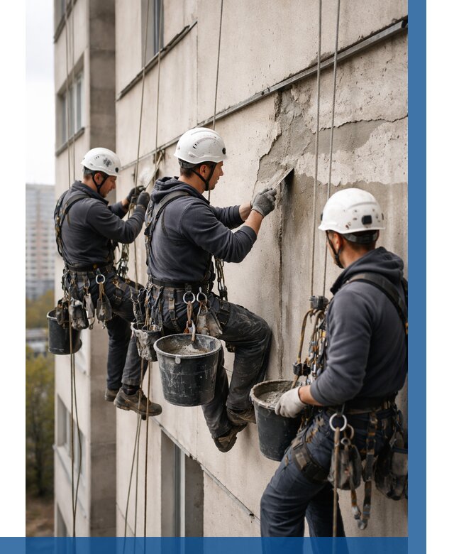 Ремонт бетонных элементов фасада в Кулебаках от 2577 р. | ВЫСОТНИК-Клб