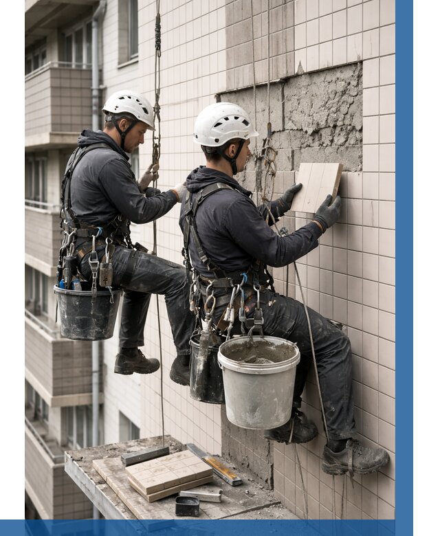 Ремонт облицовки фасада плиткой в Кулебаках от 1855 р. | ВЫСОТНИК-Клб