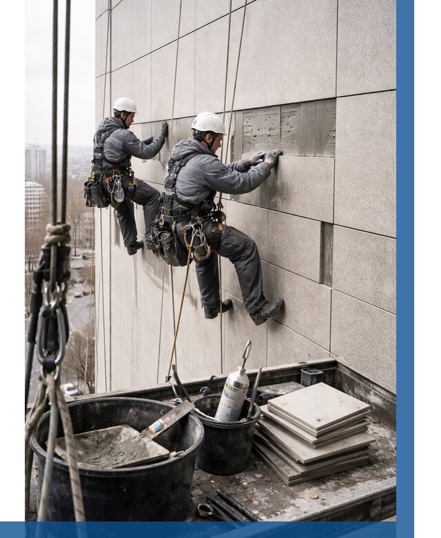 Ремонт фасада из керамогранита в Кулебаках от 2577 р. | ВЫСОТНИК-Клб