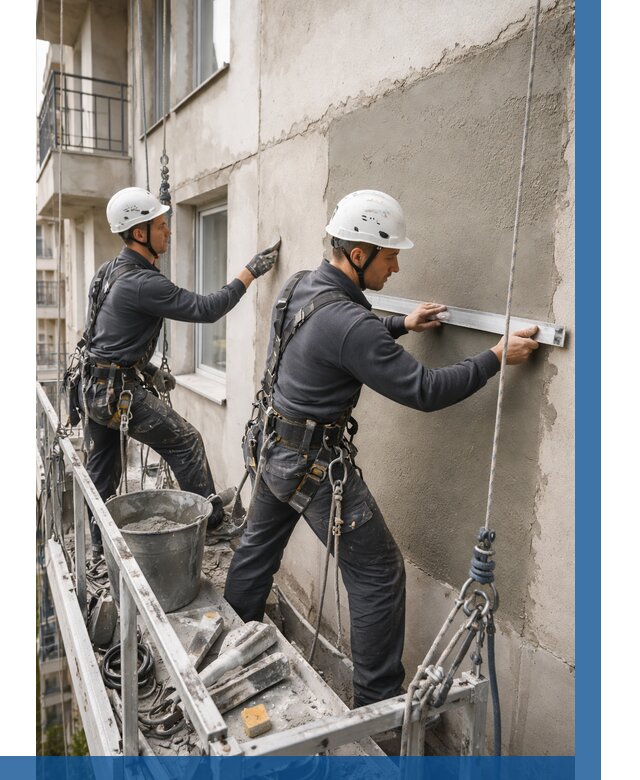 Штукатурка фасада на высоте в Кулебаках от 928 р. | ВЫСОТНИК-Клб