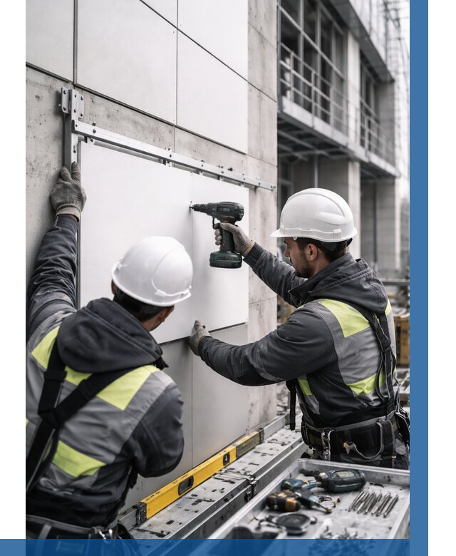 Монтаж композитных панелей фасада в Кулебаках от 2577 р. | ВЫСОТНИК-Клб