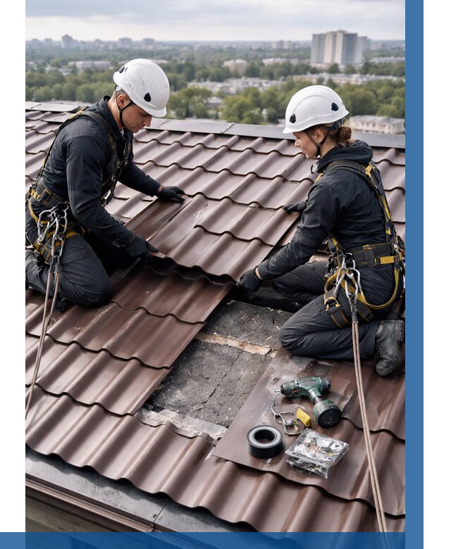 Ремонт металлочерепицы на крыше в Кулебаках от 928 р. | ВЫСОТНИК-Клб