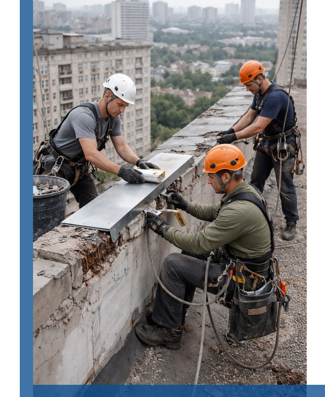 Ремонт парапета на кровле в Кулебаках, высотные работы с гарантией