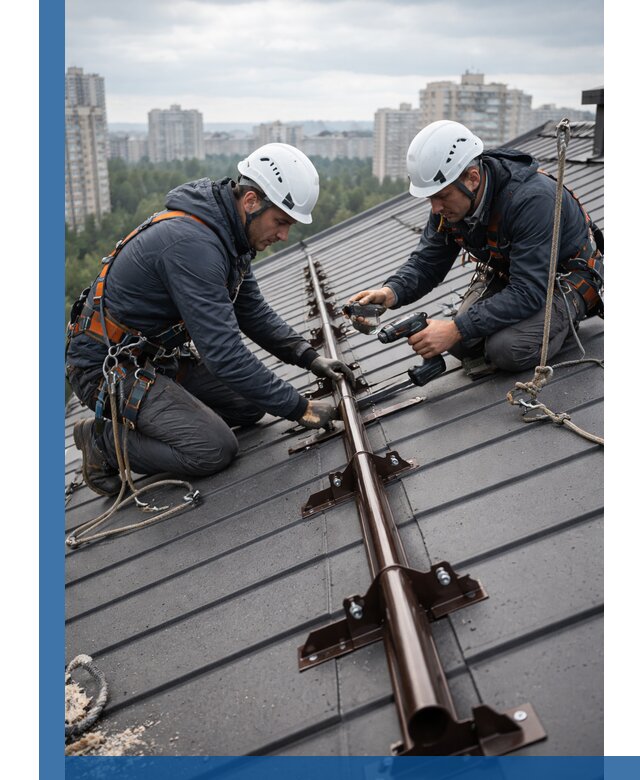 Монтаж снегозадержателей на кровле зданий в Кулебаках под ключ