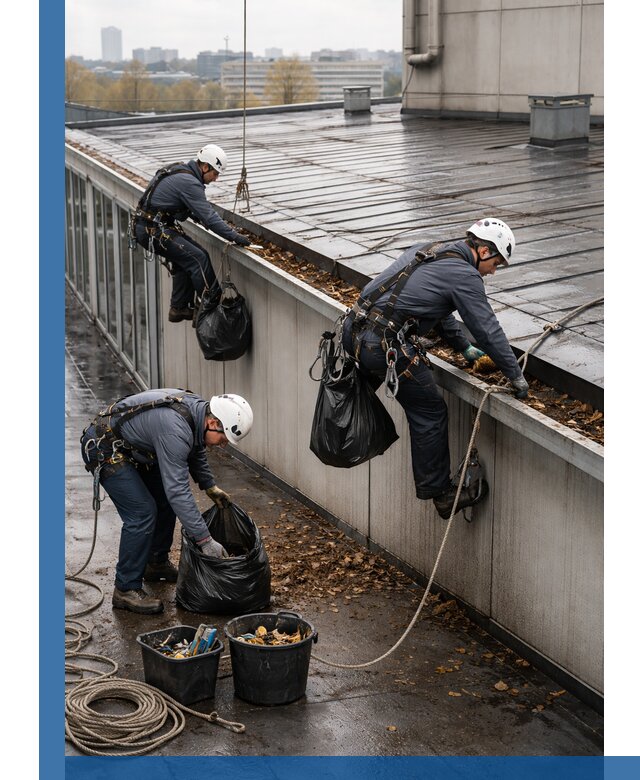 Очистка кровли по периметру в Кулебаках силами промышленных альпинистов
