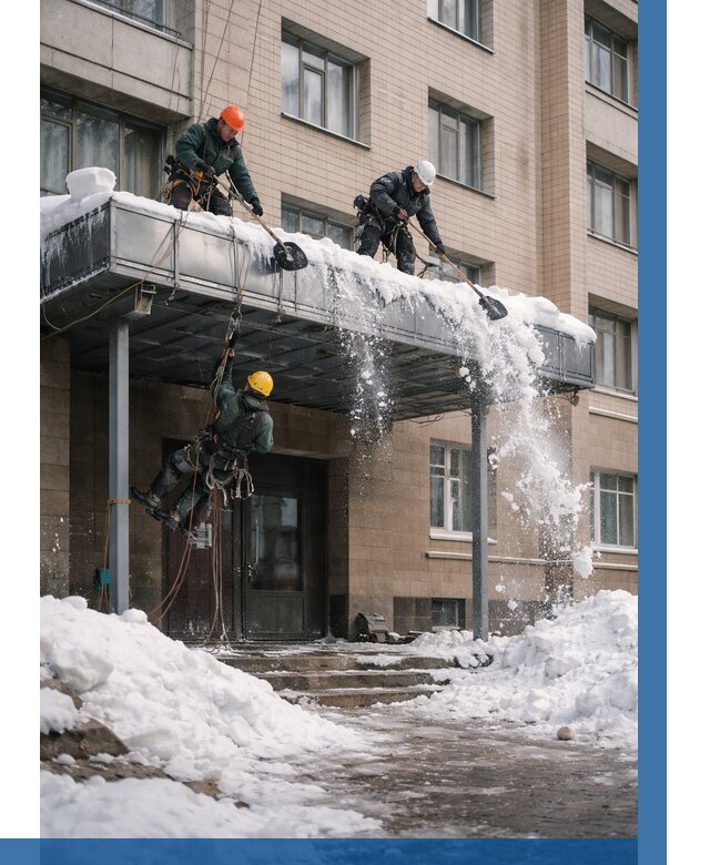 Очистка козырьков от снега в Кулебаках от 3607 р. | ВЫСОТНИК-Клб