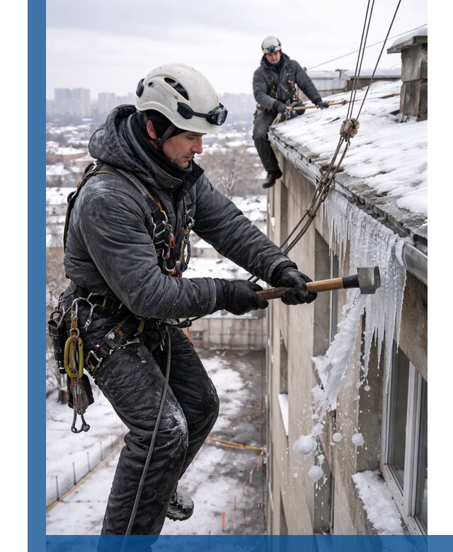 Сбивание и удаление сосулек с крыши в Кулебаках безопасно