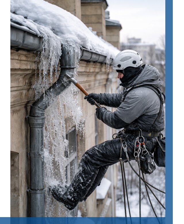 Очистка водостоков от льда в Кулебаках от 3607 р. | ВЫСОТНИК-Клб