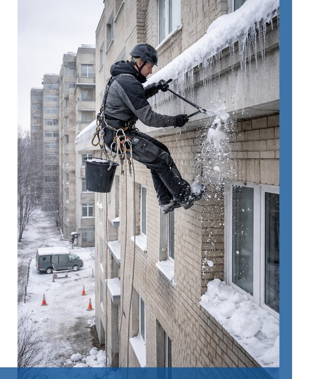 Удаление наледи с карнизов в Кулебаках от 361 р. | ВЫСОТНИК-Клб