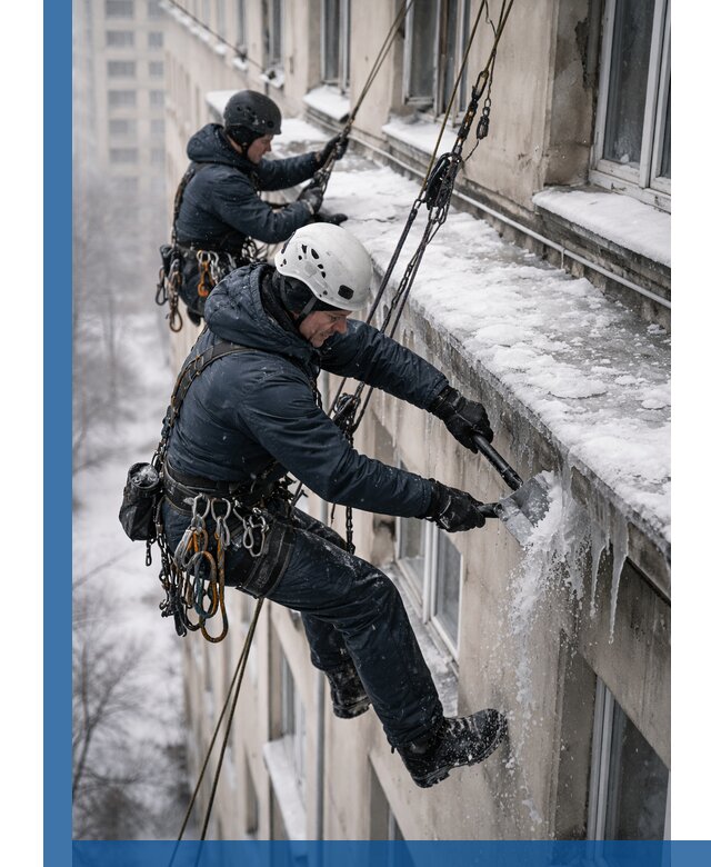 Удаление наледи и сосулек с карнизов в Кулебаках профессионально
