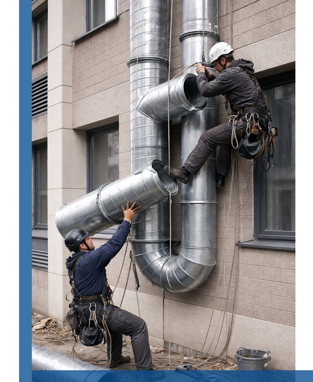 Монтаж фасадных воздуховодов в Кулебаках с герметизацией и крепежом