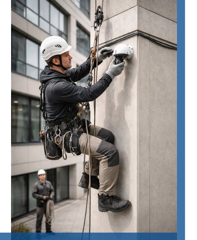 Монтаж камер видеонаблюдения на фасаде в Кулебаках от 8760 р.-ВЫСОТНИК-Клб