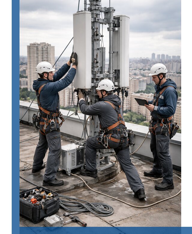 Монтаж антенн связи на крыше в Кулебаках с вводом в эксплуатацию