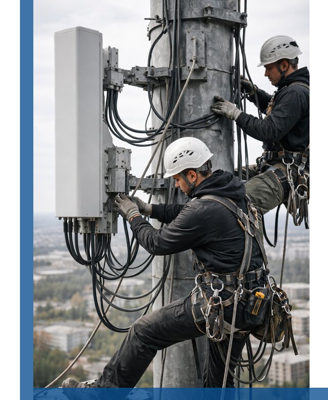 Монтаж оборудования связи на мачте в Кулебаках с пусконаладкой