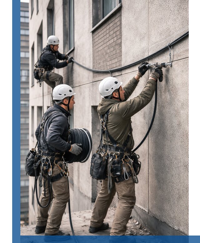 Прокладка кабеля по фасаду в Кулебаках, профессиональный монтаж