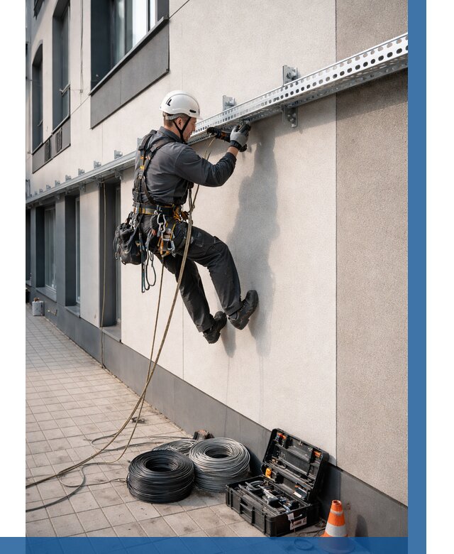 Монтаж кабельных лотков на фасаде в Кулебаках от 1237 р. | ВЫСОТНИК-Клб