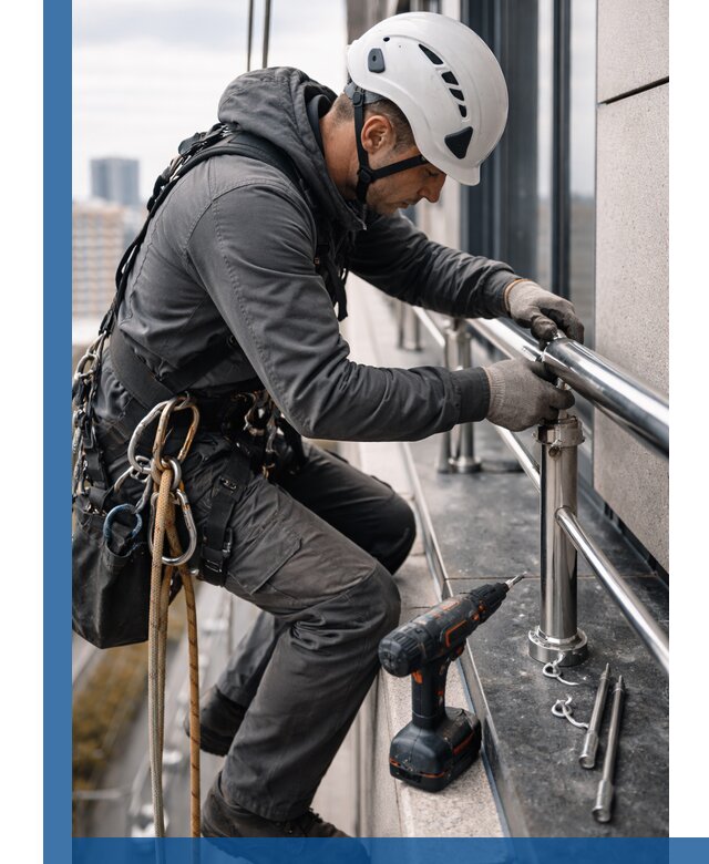 Монтаж ограждений на высоте в Кулебаках для зданий и конструкций