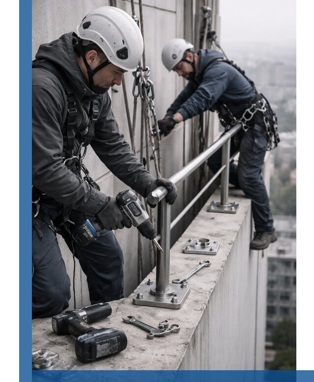 Монтаж перил на высоте в Кулебаках для жилых и промобъектов