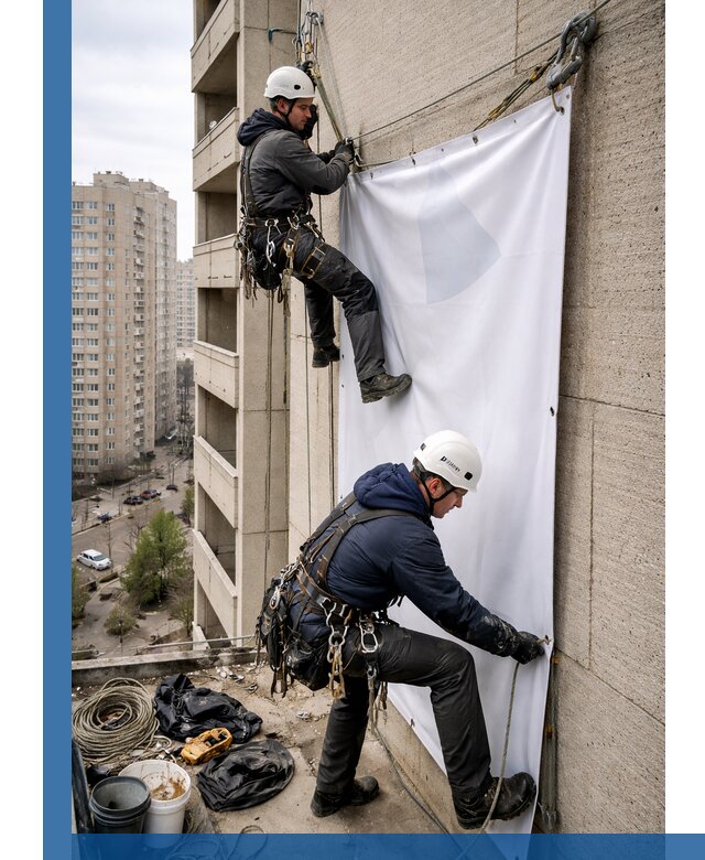 Профессиональный монтаж баннеров на фасаде в Кулебаках