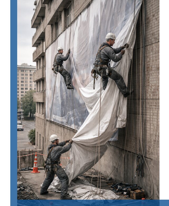 Демонтаж баннеров с фасада в Кулебаках оперативно и безопасно