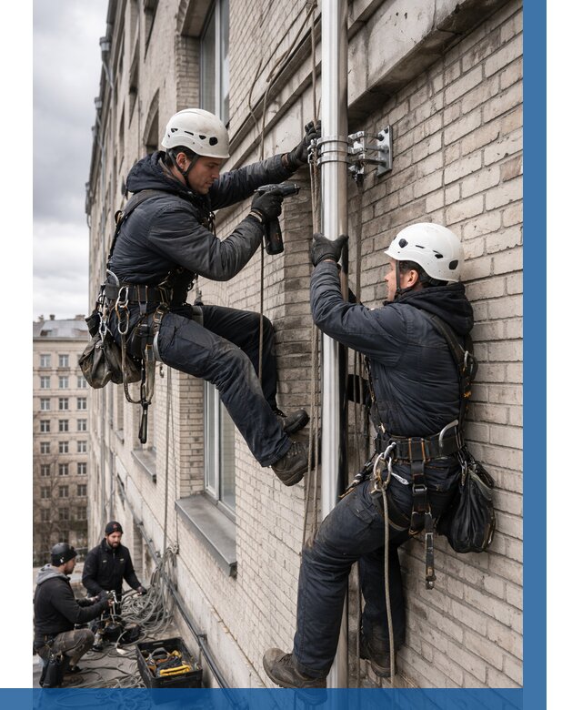 Монтаж флагштока на здании в Кулебаках от 6699 р. | ВЫСОТНИК-Клб