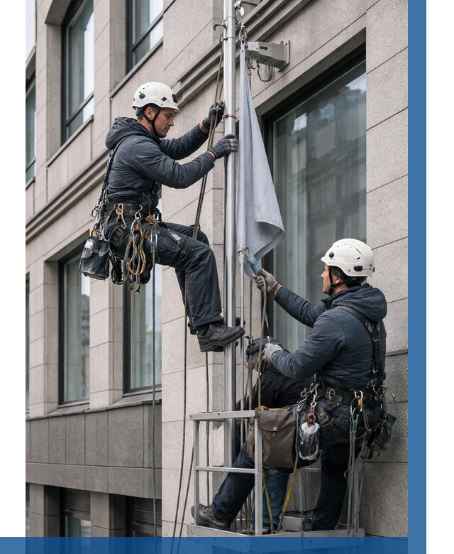 Установка флагов на фасаде в Кулебаках от 4638 р. | ВЫСОТНИК-Клб