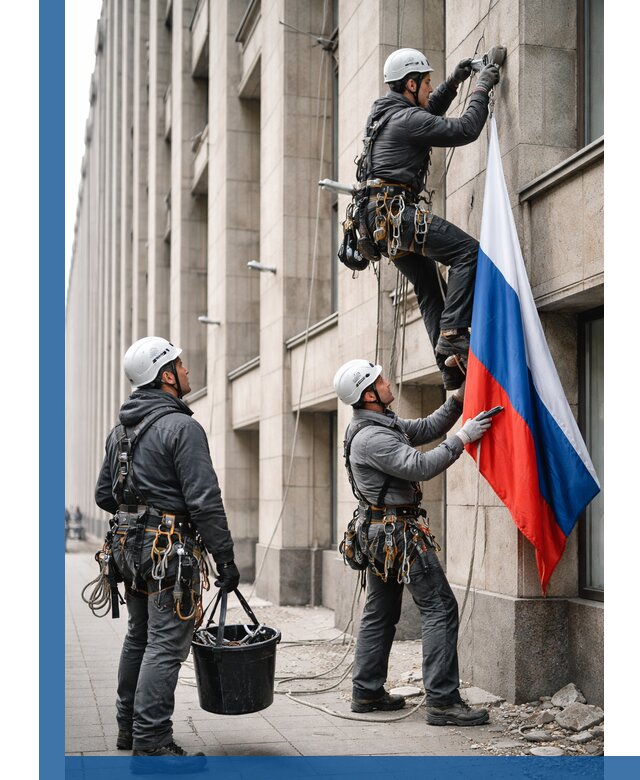 Профессиональная установка флагов на фасаде в Кулебаках