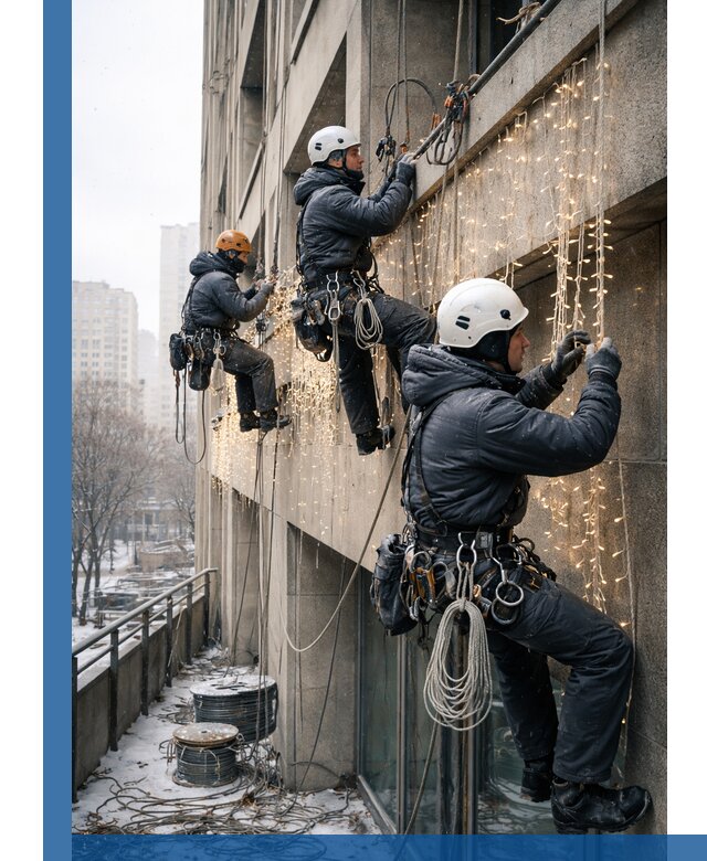 Монтаж новогодней иллюминации и украшение фасадов в Кулебаках