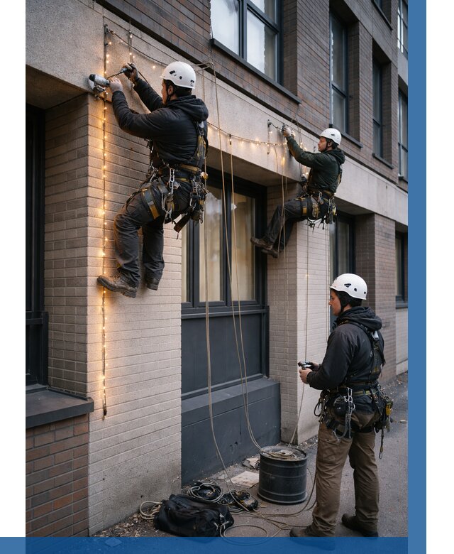 Монтаж гирлянд на фасаде в Кулебаках от 3607 р. | ВЫСОТНИК-Клб