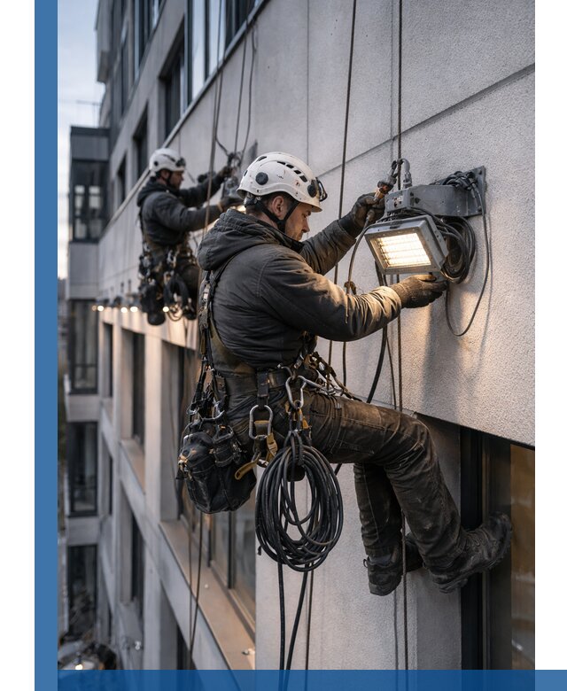 Монтаж фасадного освещения в Кулебаках установка и подключение