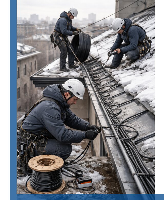 Монтаж греющего кабеля на кровле в Кулебаках под ключ