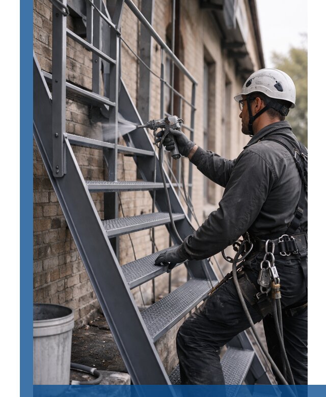 Покраска и антикоррозионная защита пожарных лестниц в Кулебаках