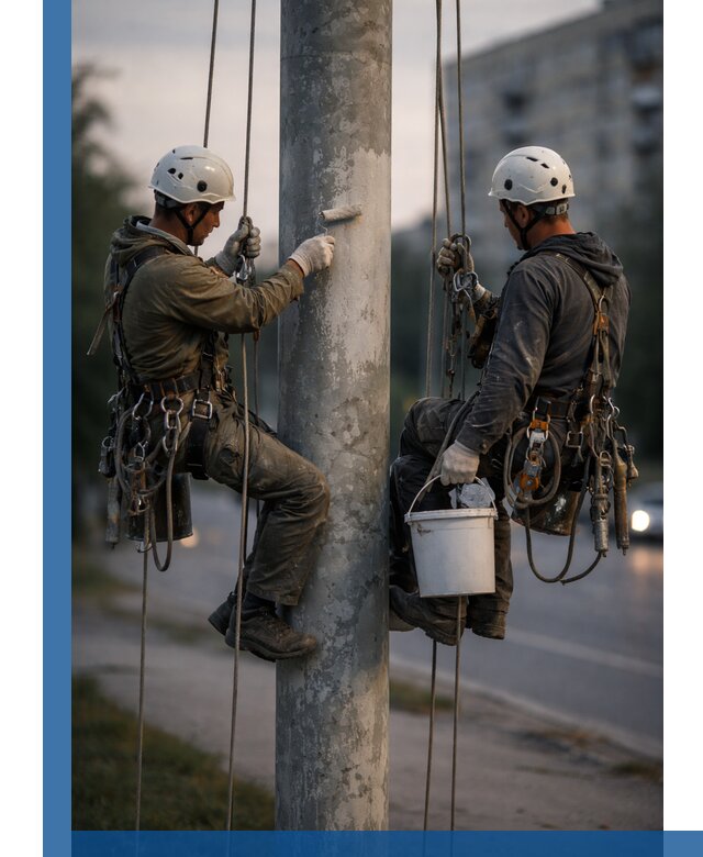 Покраска опор освещения и антикоррозийная защита в Кулебаках