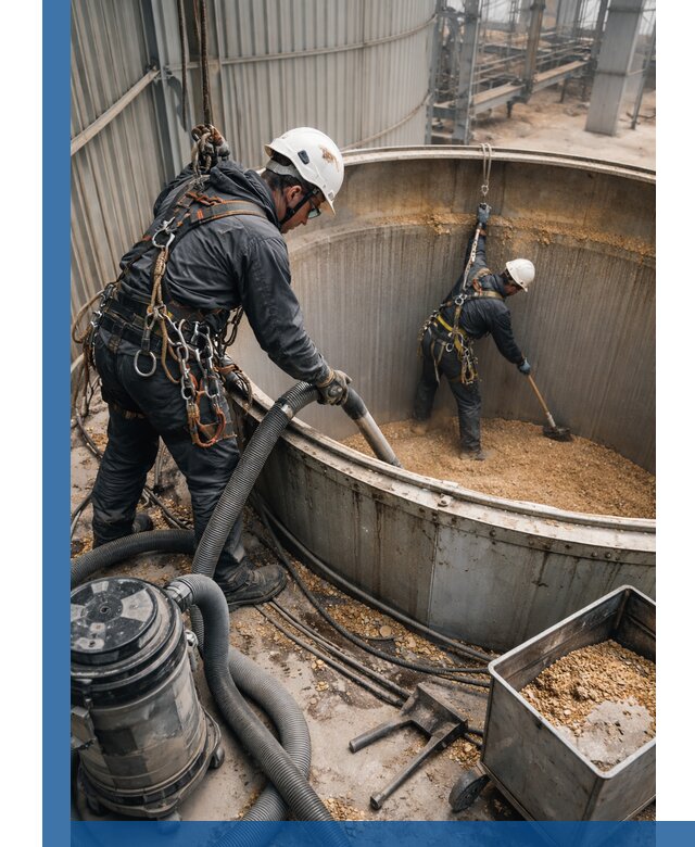 Профессиональная чистка зерновых бункеров в Кулебаках с выездом