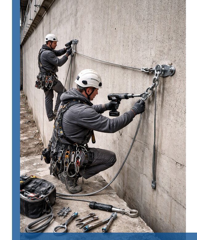 Монтаж анкерных линий высотной безопасности в Кулебаках