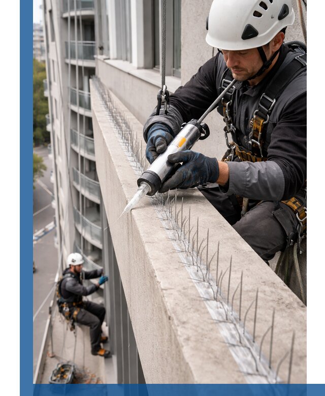 Установка шипов от птиц на фасадах и кровлях в Кулебаках